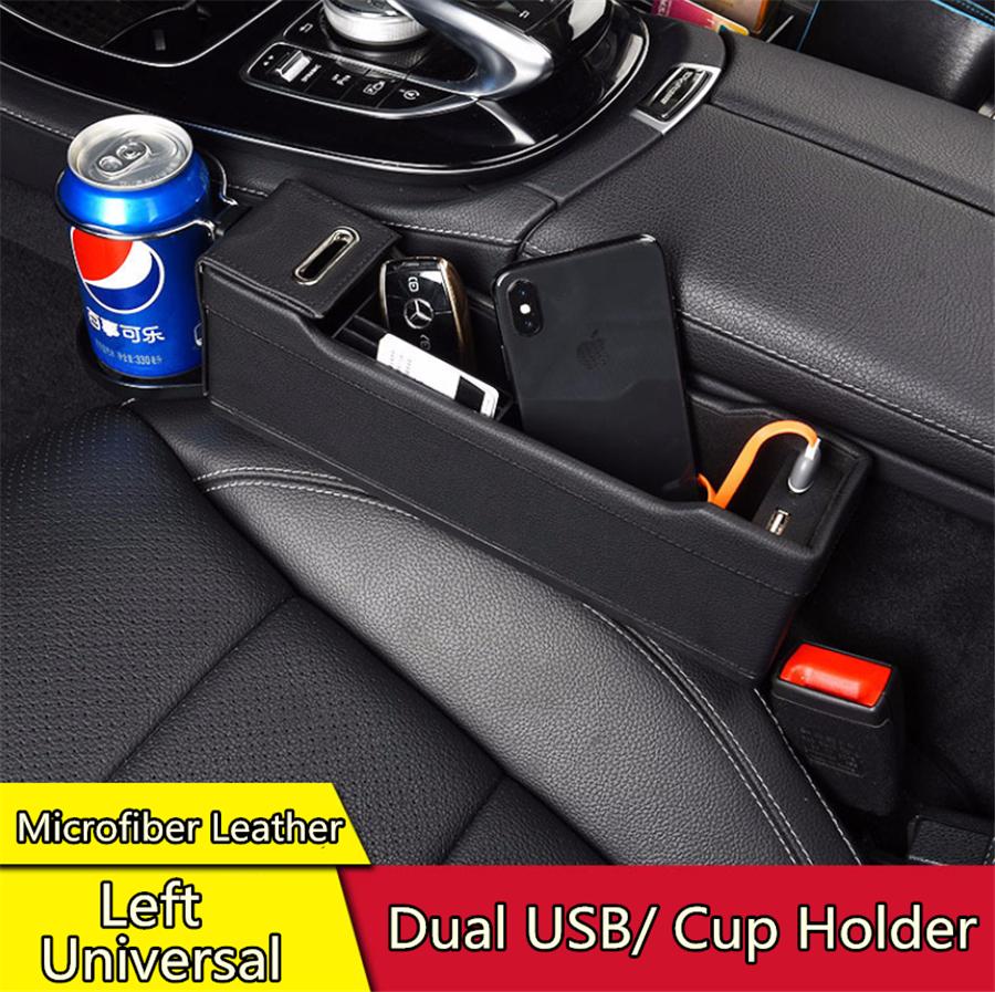 Car Seat Gap Crevice Organizer Filler Pocket Storage Box Car Holder PU Leather Multi-function Coin Storage Interior Accessories
