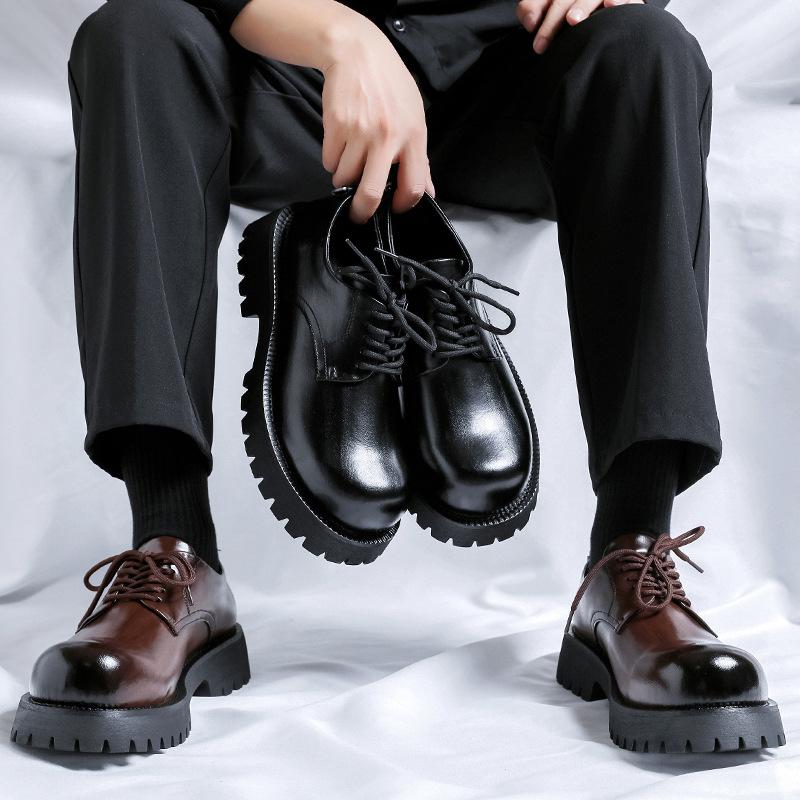 Leather shoes men's summer breathable dress business casual British style wedding black heightening derby shoes 8831-R