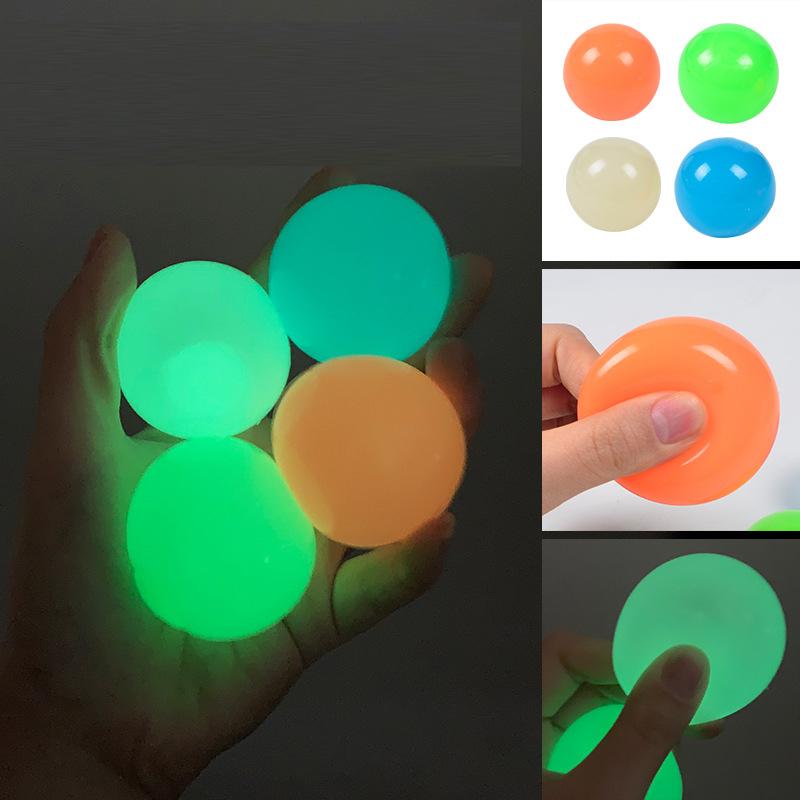 3/6Pcs Sticky Wall Balls Ceiling Balls Stress Relief Luminous Fun Decompression Sticky Ball Anxiety Relief Glowing Ceiling Balls