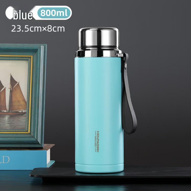 High-End Large Capacity Stainless Steel Thermos with Tea Infuser - Elegant Office Water Cup