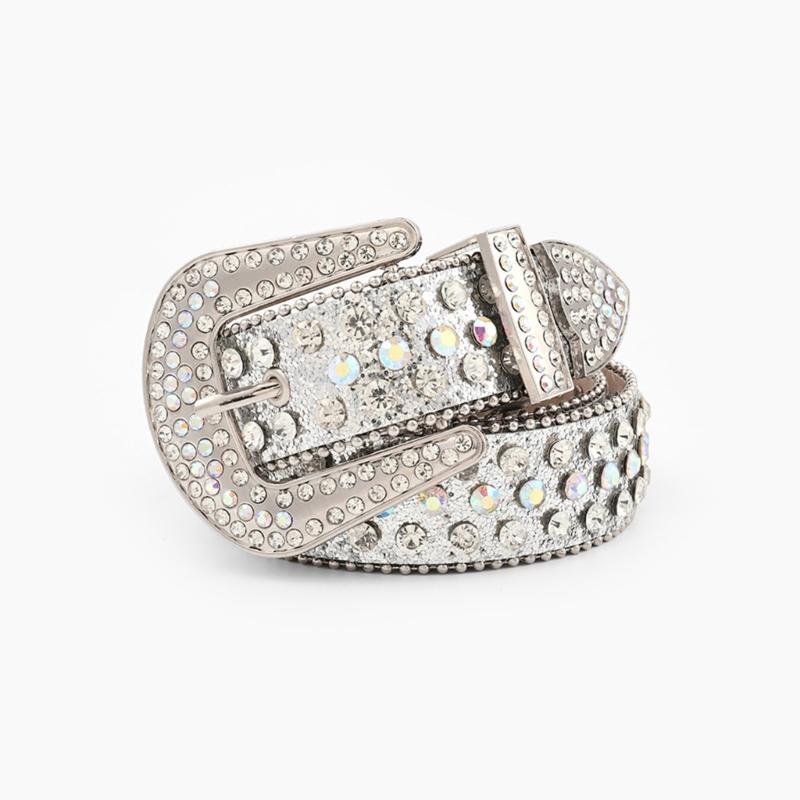 Elegant Rhinestones Belt For Women PU Leather Waistband With Adjustable Length And Sparkling Design