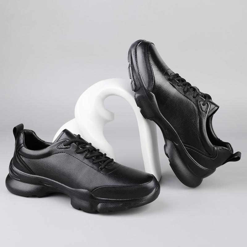 Fashion Non-Slip Flats Breathable Casual Shoes Lightweight Walking Shoes Men's Genuine Leather Sneakers Fashion Athletic Running Shoes