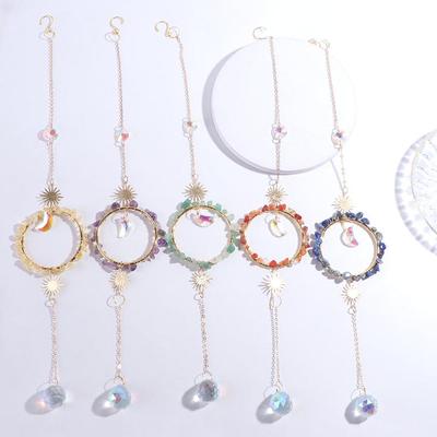 Craft Natural Sun Catcher Rotating Hanging Crystal Pendant Colorful Creative Rainbow Wind Chime Car