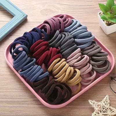 50 Stück/Set Neue Damen Mädchen Bonbonfarben Nylon Basic Scrunchie Haargummi Zopfgummi Mode Haaraccessoires