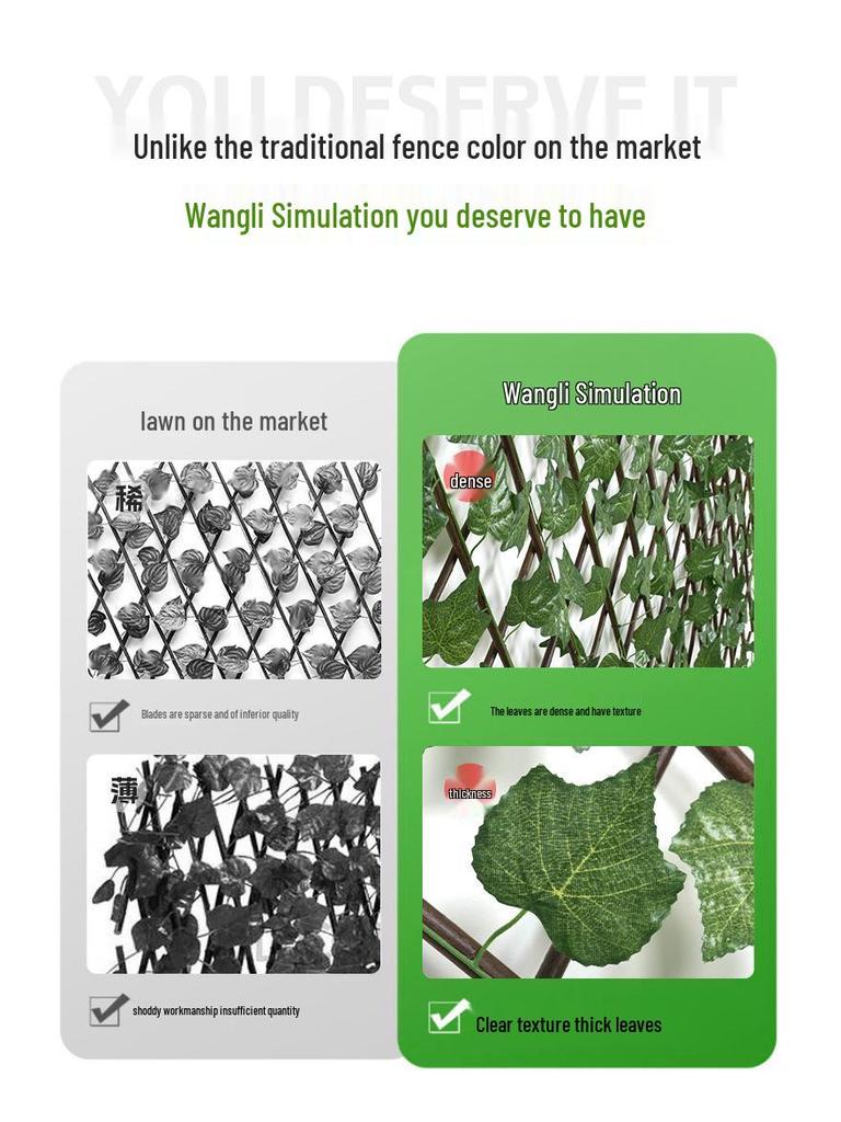 Expandable Pastoral Ivy Leaf Fence: Outdoor Green Hedge for Garden or Courtyard Decoration