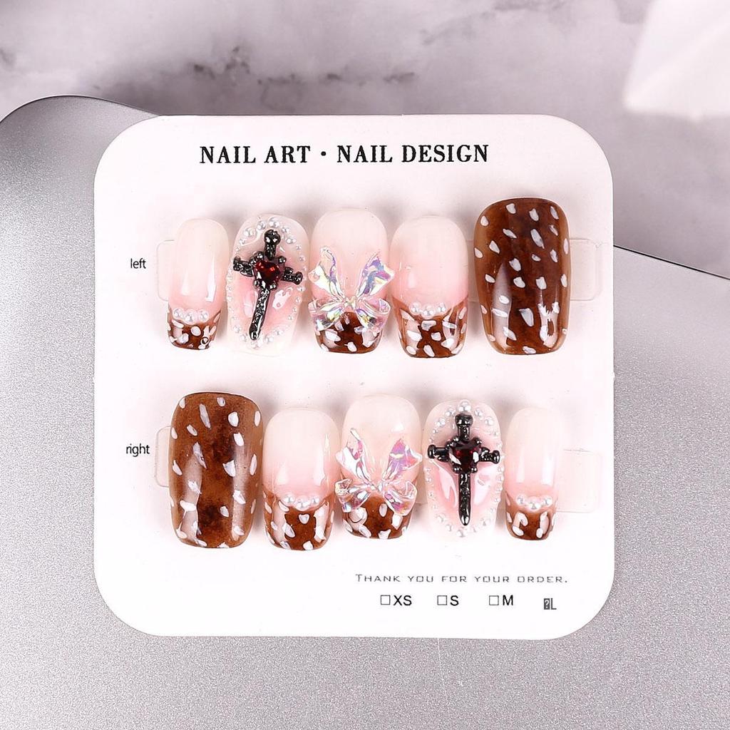 Handmade High-End Short Press-On Nails - Simple & Removable Art Collection