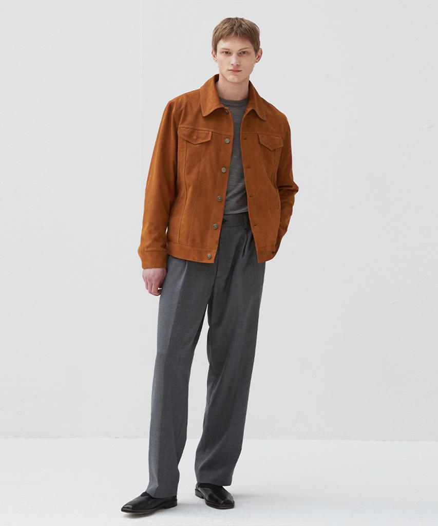 Verdemar Italian Suede Trucker Jacket_Camel