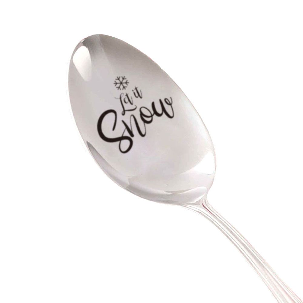 Stainless Steel Anniversary Tableware Valentine's Day Coffee Spoons Christmas Spoon Teaspoon Engraved Spoon