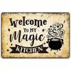 Vintage Metal Poster Black Cauldron Magic Wall Art Home Kitchen Decor
