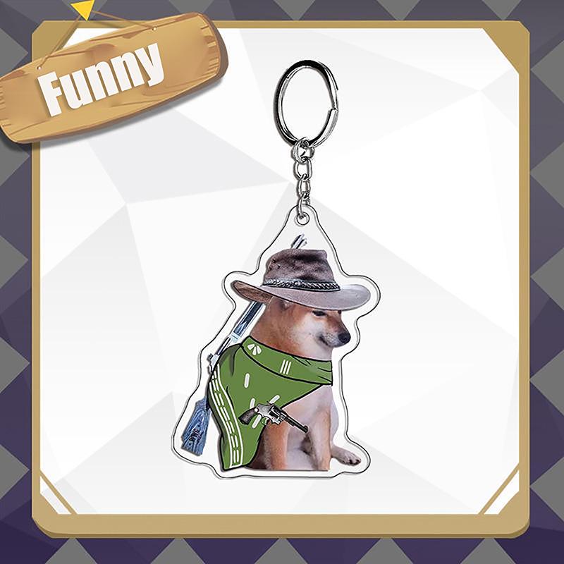 

Творческий забавный брелок для ключей с изображением сиба-ину, автомобильный брелок для ключей, питомец, собака корги, мультяшный двойной принт, акриловая подвеска, сумка, подвески, подарок друзьям