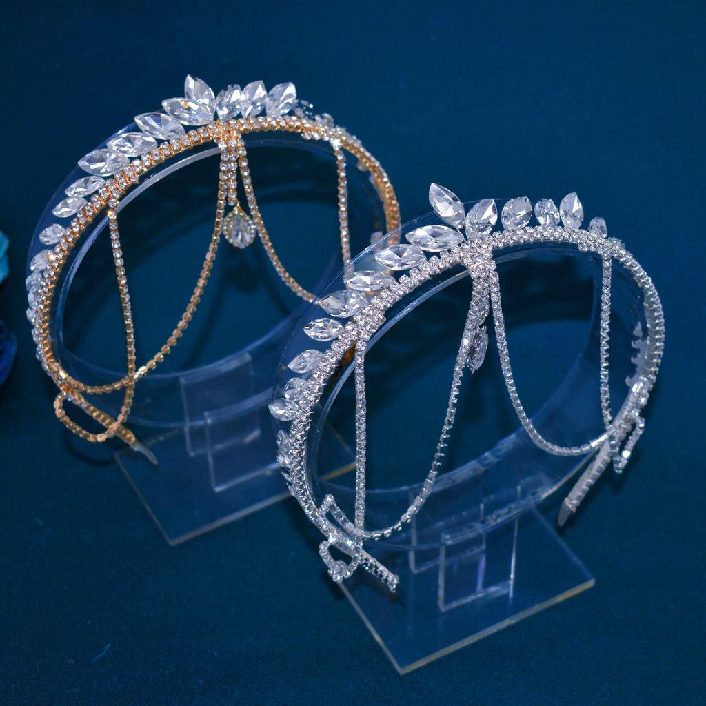 Tiare Bandeau en Strass Fait Main avec Pendentif pour Accessoires de Cheveux de Mariée (DZ051)