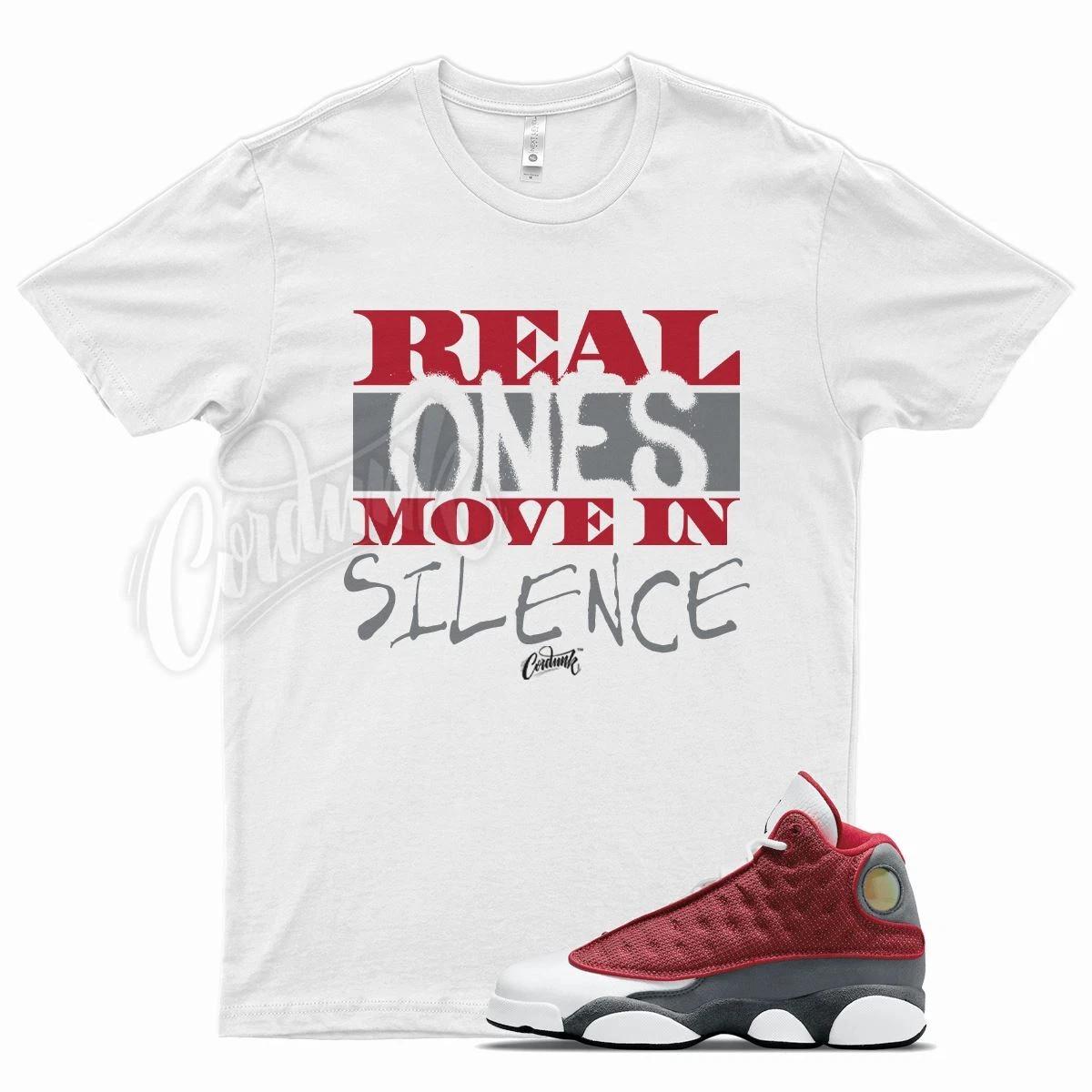 White REAL ONES T Shirt for J1 13 Gym Red Flint Grey S