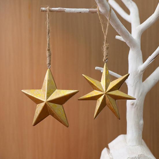 Christmas Ornament Rustic Wooden Acorn/Star Hanging Ornament Woodland Themed Holiday Decor for Tree Fireplace Farmhouse Decor