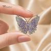 Electroplated Brooch Pin, 3D Butterfly Design with Sparkling Rhinestones, Secure Clasp Pin Strong Buckle Badge for Coats Shirts Bags Accessories