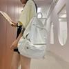 Japanese Style Backpack with Lazy and Unprinted Style, Washed Solid Color Canvas Bag, Couple's Hanging Feeling, Student Backpack, Versatile for Women