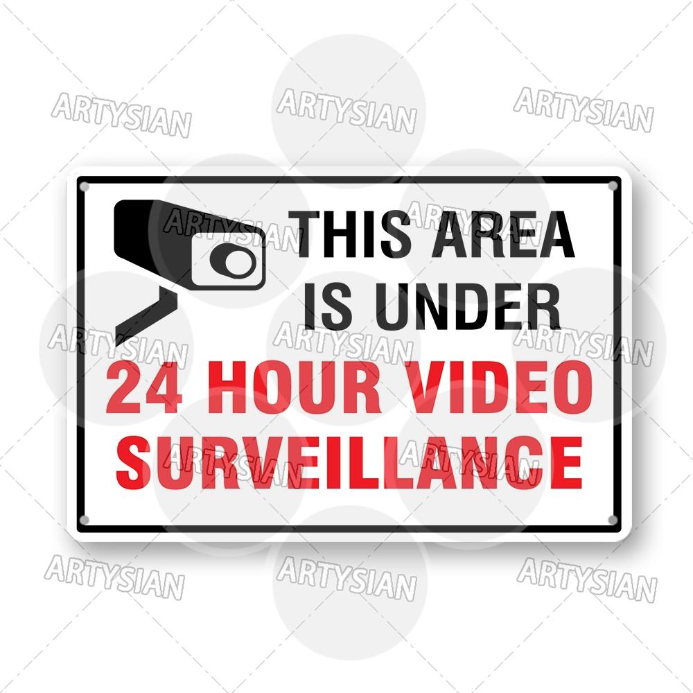 CCTV Surveillance Metal Sign Shop Security Plaque Camera Monitoring Shoplifting Warning Crime Deterren Safety Alert 24-Hour