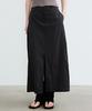 Nigaennikol Seersucker Slit Long Skirt_Navy