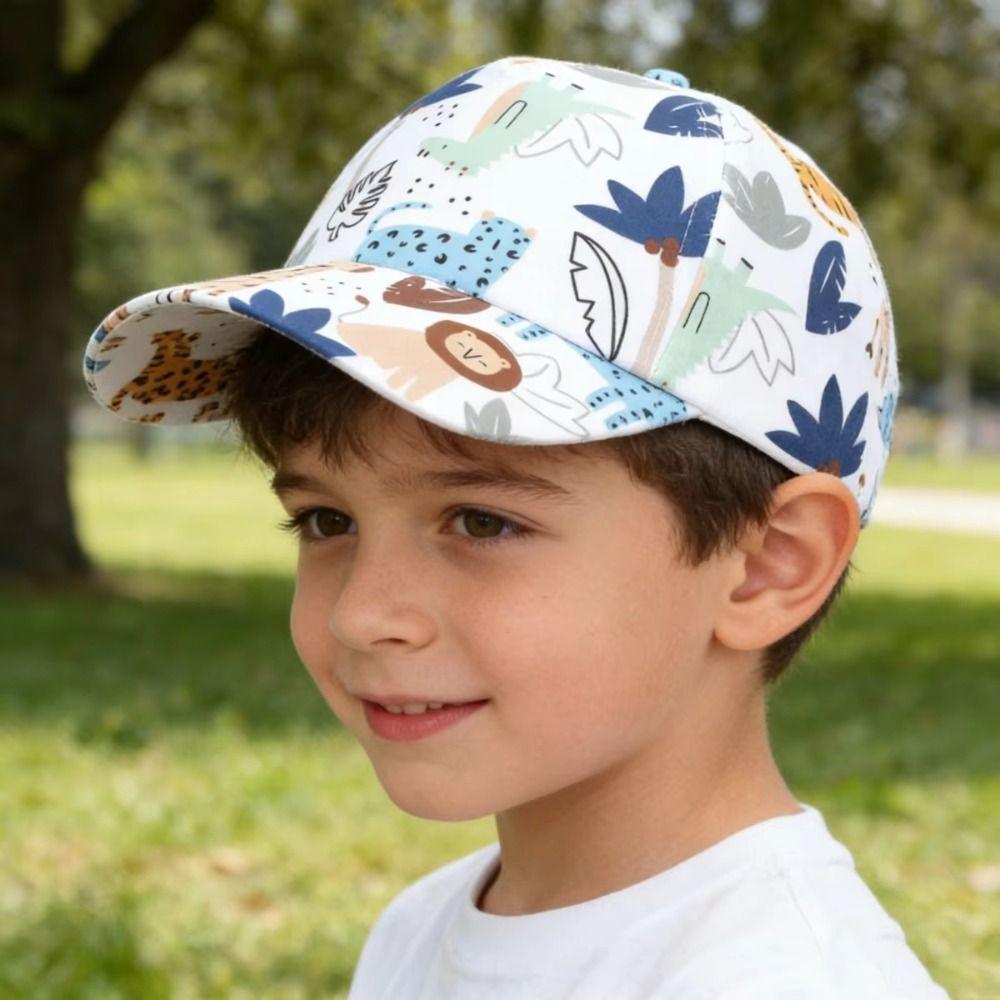 Animal Print Kid Baseball Cap Breathable Boy Girl Sunshade Cap Cute Wide Brim Visor Hat Outdoor