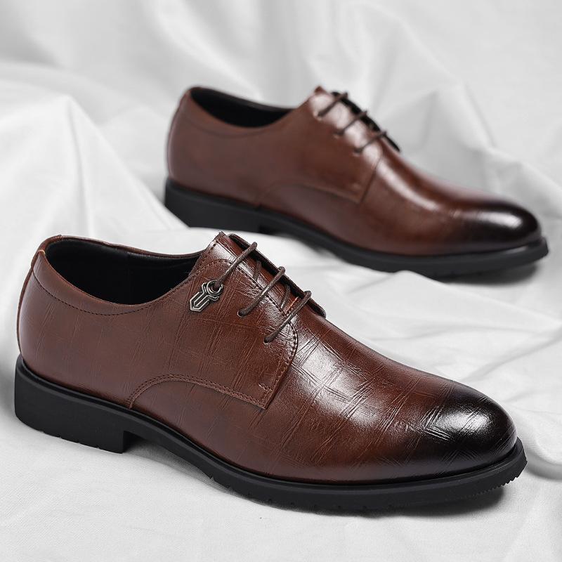 Men's Leather Shoes Formal Wear Four Seasons Casual Breathable Commuter Soft Sole British Style Groom Wedding Shoes 2025