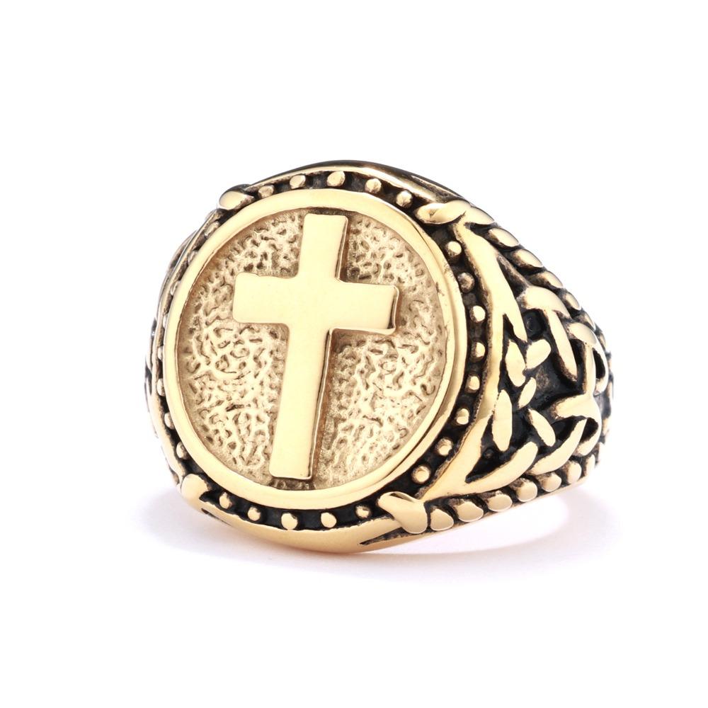 Einzigartiger Gothic Titanstahlring mit filigranem Kreuzdesign, Vintage-Schmuck für Modeliebhaber