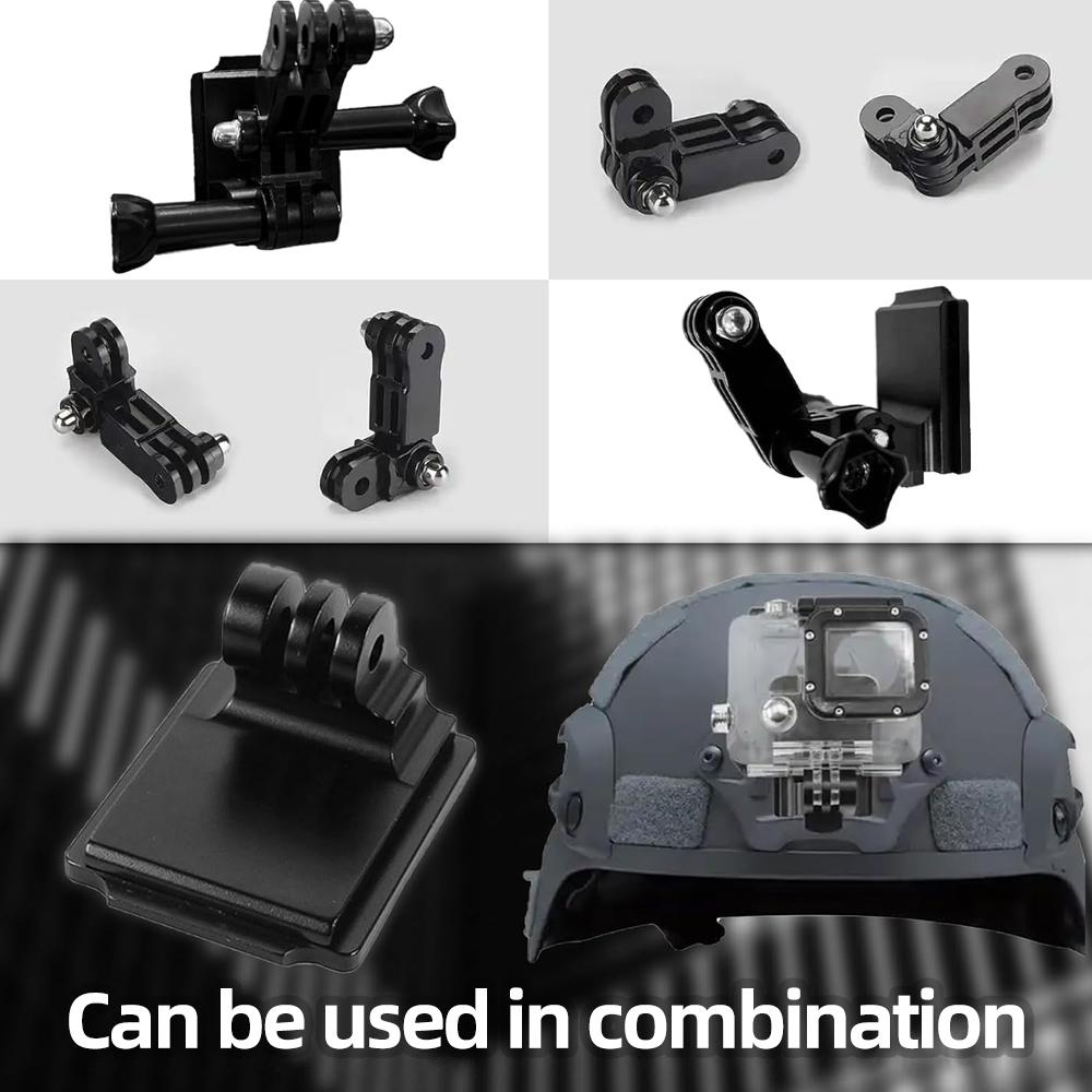 Aluminum Tactical Helmet Mount Base Holder for GoPro Hero 13/12/11/10/9/8 DJI Osmo Action 6/5 Pro/4/3 Nano Insta360 AKASO Camera