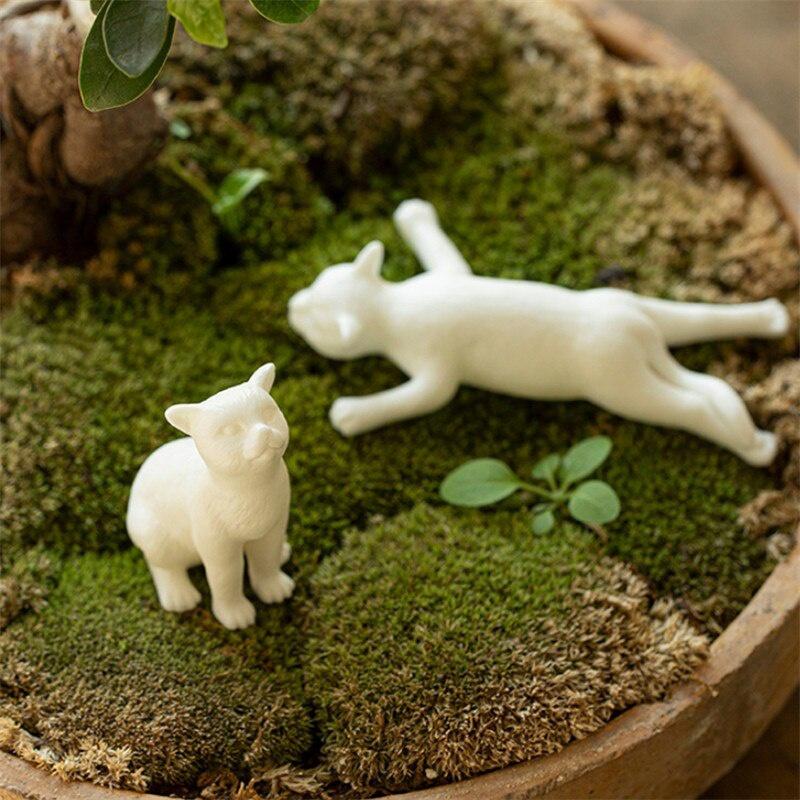 Biała Porcelanowa Kot Herbatka Zwierzątko Ręcznie Robiona Ceramiczna Mała Ozdoba Bonsai Urocza Figurka Zwierzęca Dekoracja Doniczki Biurowej Meble