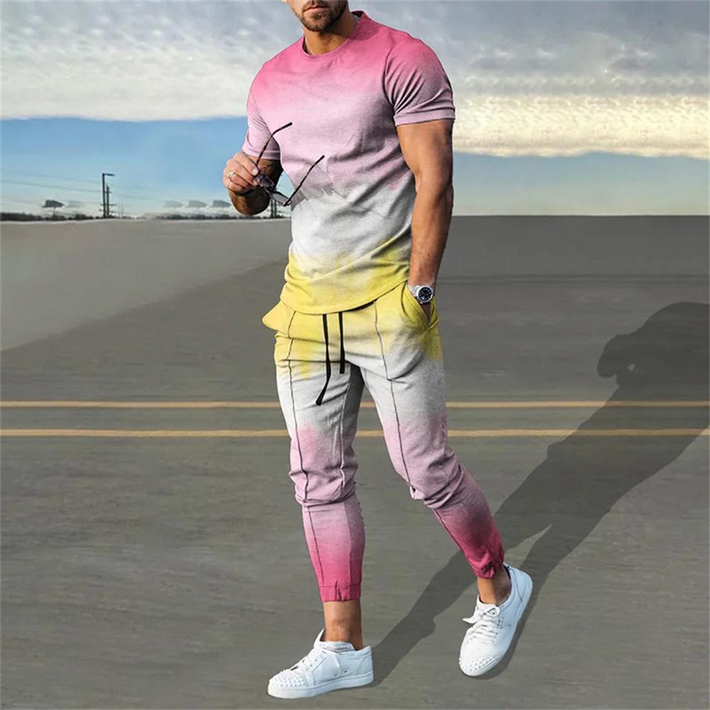 Set Estivi Uomo Tuta T-shirt Pantaloni Completi 2 Pezzi Moda Pantaloni Casual Oversize Abbigliamento Uomo Abbigliamento Sportivo Jogging