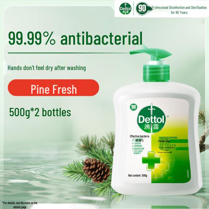 Dettol Pine Scent Antibacterial Hand Wash (2x500g)