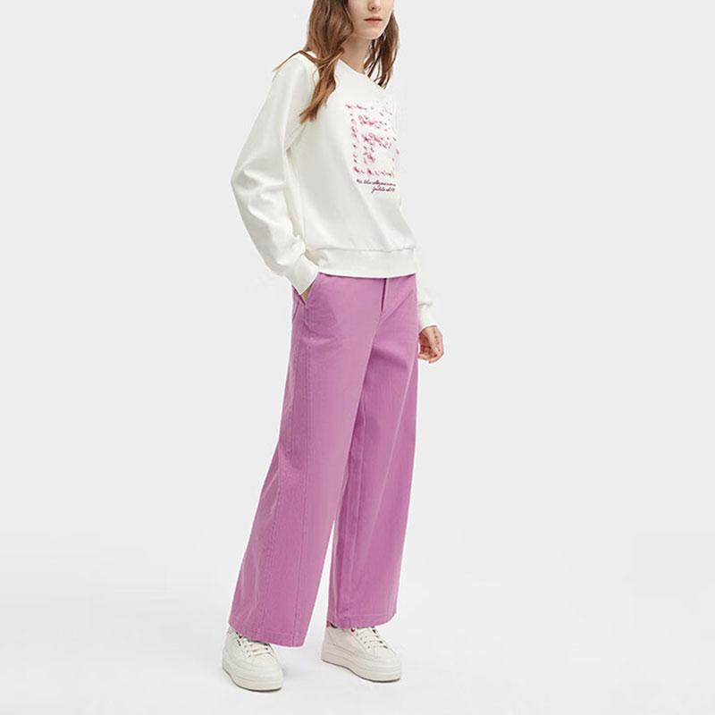 Fila Heritage Solid Color Comfortable Woven Wide Leg Casual Pants Women Pants Purple-Red F11W418806F-PU