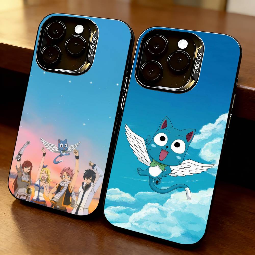 Anime Fairy Tail Happy Phone Case For iPhone 17,16,15,14,13,12,11 Plus,Pro Max,XS,Colorful Silver Black Cover