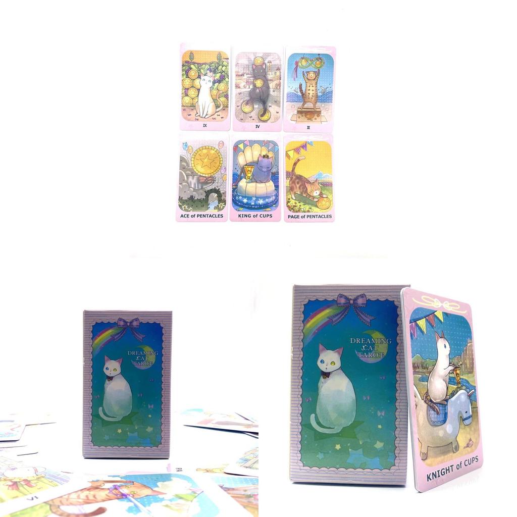 Dreaming Cat Tarot Cards Deck With Nonwoven Bag For Tarot Enthusiasts And Collectors