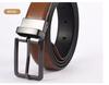Men's Plus Size Genuine Leather Reversible Belt with Rotating Pin Buckle - Casual and Versatile.