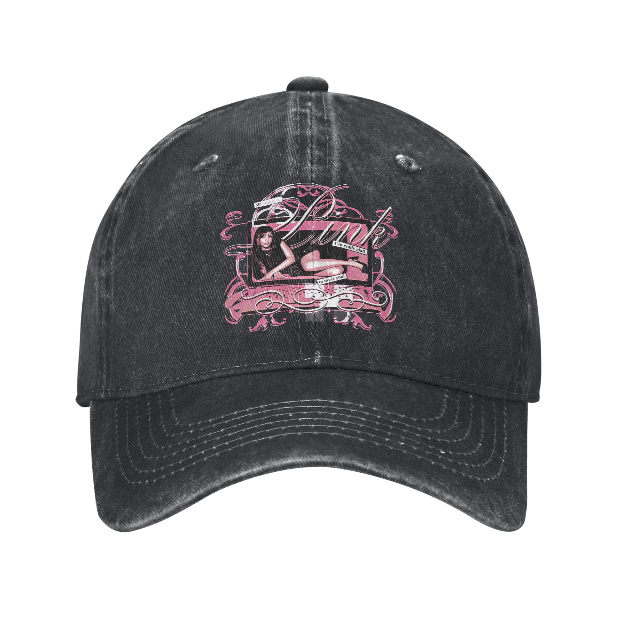 

Pink Pantheress Washed Baseball Cap y2k Retro Sun Trucker Hat Summer Women Unisex Kpop Rock Snapback Cap One Size