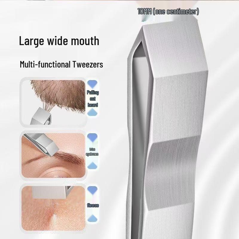 Wide-Mouth Tweezers for Beard & Hair Removal, Tiger-Mouth Clip for Feather Plucking