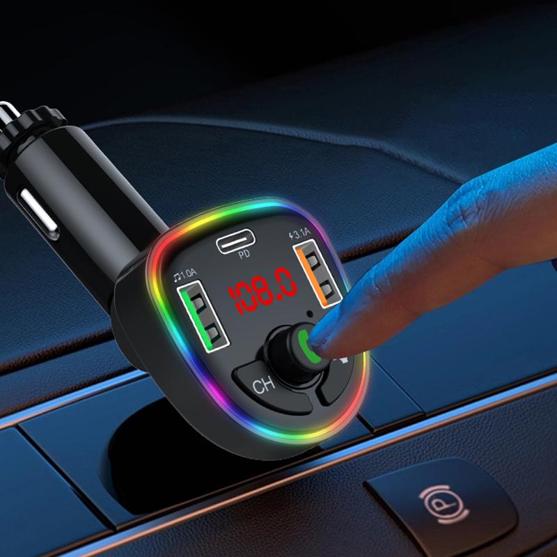 

P24 Car Bluetooth-compatible Music Player Voltage Detection 1 Type-C+2 USB Car Charger Type A