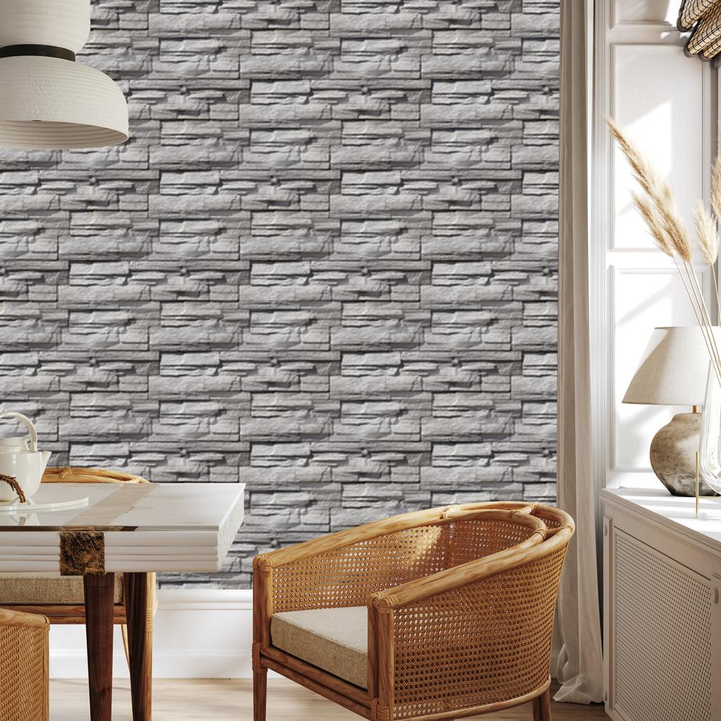 Wallpaper Slate stone in shades of gray with a 3D effect 50x1000