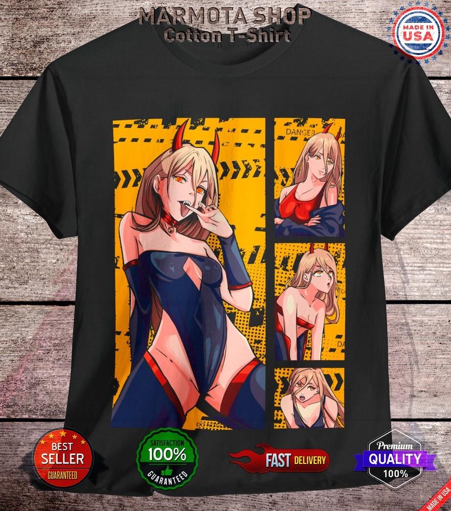 

Power Waifu Ecchi Shirt Chainsaw Man Anime Tee T-Shirt Sexy Makima Kawaii Devil 4XL