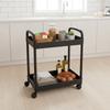 2-Tier Rolling Storage Cart Plastic Mobile Organizer with Wheels for Kitchen Bathroom Bedroom Snack & Household Utility Cart
