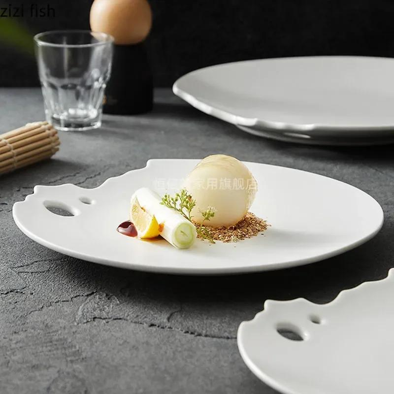 Irregular Ceramic Shallow Plate Creative Breakfast Plate Dessert Plate Cooking Plates Molecular Cuisine Specialty Tableware