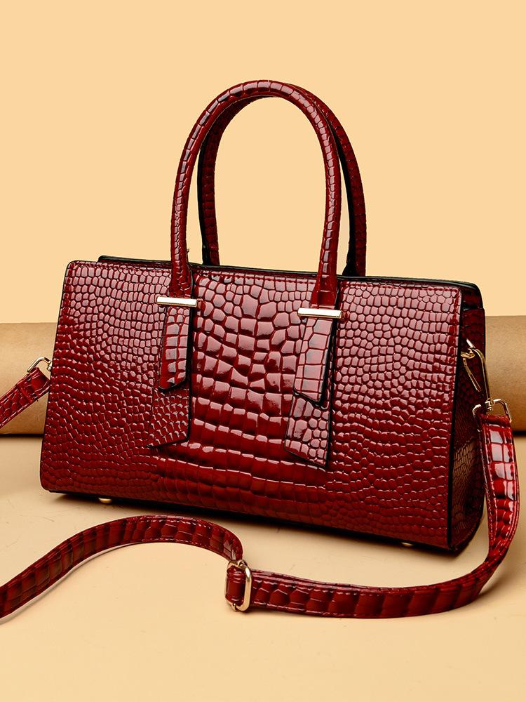 

Кожаная текстура, крокодиловый узор, кожаная женская сумка, высококачественная женская сумка в иностранном стиле бордовый
