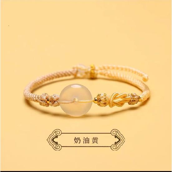 Natural agate peace buckle bracelet, "never apart" charm, hand-woven cord, couple's bracelet, niche gift for best friends