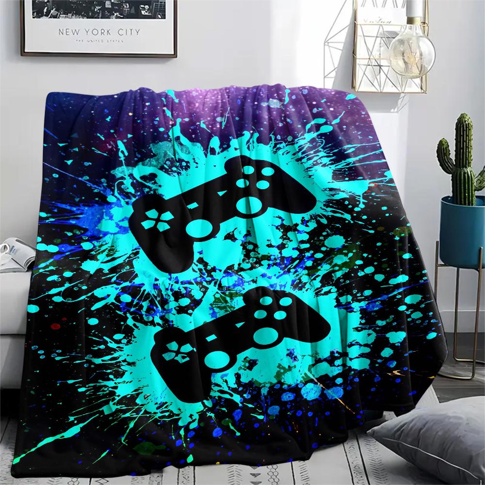 1Pc Gamepad Print Flannel Blanket, High Quality Comfortable for All Seasons, Home Decor, Warmth and Comfort, Perfect for Christmas Gifts