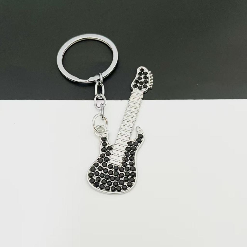 Sparkling Rhinestone Guitar Keychain - Creative Metal Car Keyring & Concert Gift Pendant