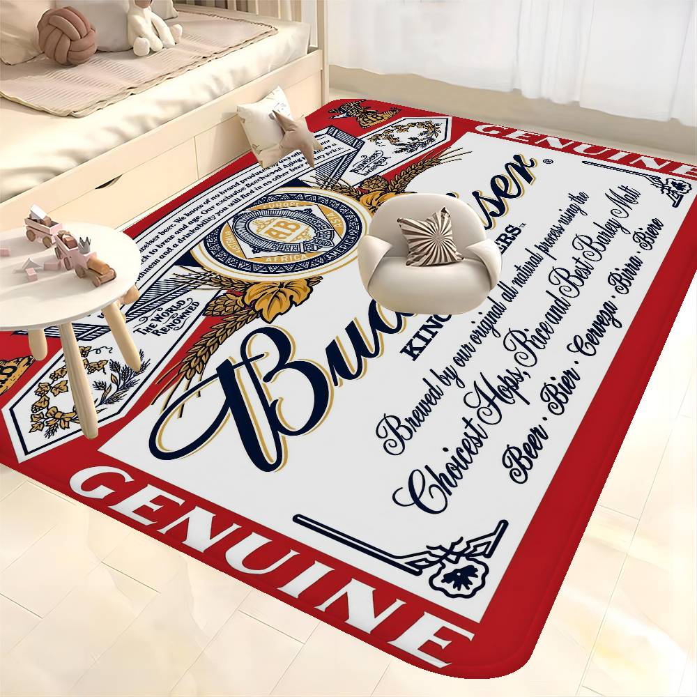 King Of Beer B-Budweiser Floor Mat INS Style Soft Bedroom Floor House Laundry Room Mat Anti-skid Household Carpets