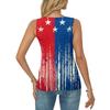 Women's Summer Fashionable Casual Independence Day Printed Round Neck Sleeveless Top Fitted Vest
