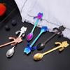 New Portable Cartoon Cat Handle Stainless Steel Coffee Tea Hanging Spoon Kitchen Supplies for Coffee Tea Ice Cream Sundae