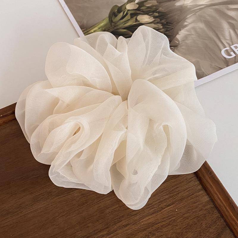 Sweet Oversized Organza Hair Ties Scrunchies Women Solid Color Mesh Hair Bands for Girls Summer Ponytail Holder Hair Accessories