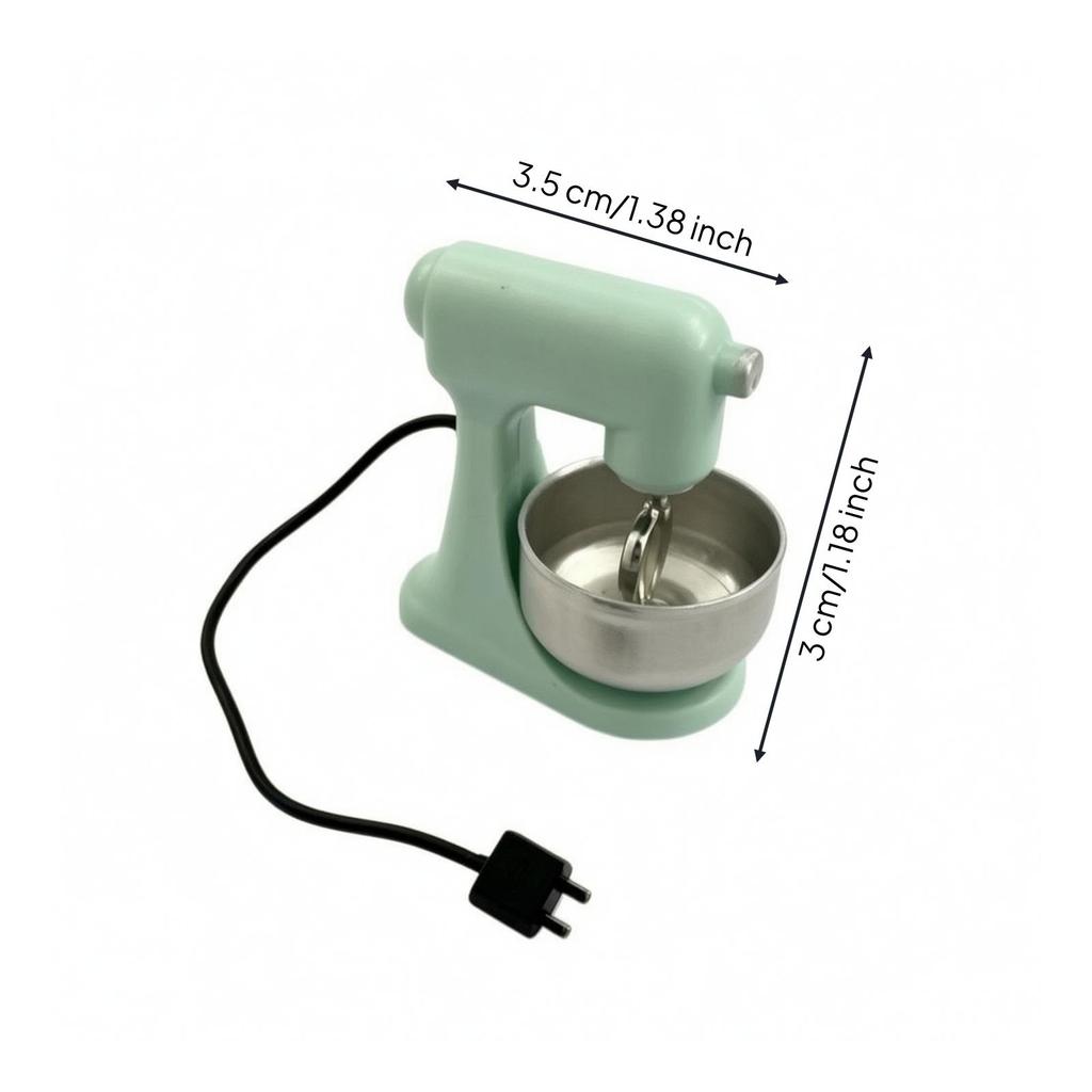 Dollhouse Stand Mixer with Metal Bowl Compact Scale Model Ornament Delicate
