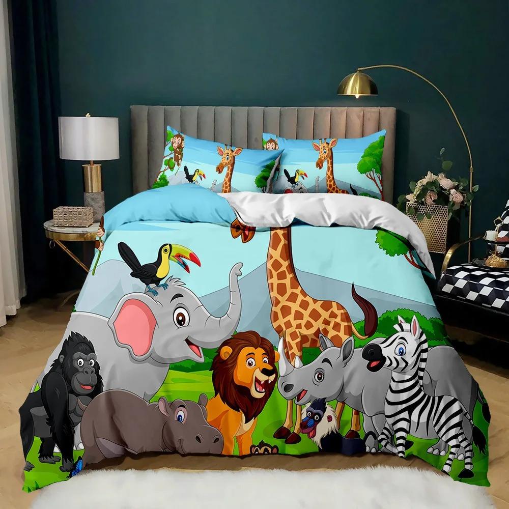 2/3pcs Animal World 3D Bedding Set, Lion Duvet Cover and Pillowcase, King/California King Bedroom Decor, Gift for Boys and Girls