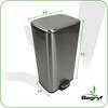 Kosz Na Śmieci Metalowy Nowoczesny Kuchenny Z Pokrywą Inox 35L 61X34X24 Cm | Begryf
